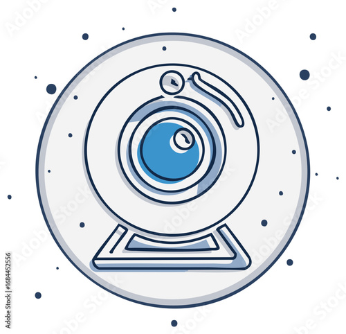 Hand drawn webcam icon for video calls virtual meetings and online communication technology