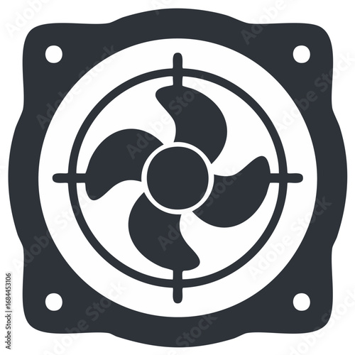 PC cooling fan vector icon graphic illustration with blades, ventilation concept for computer and electronics