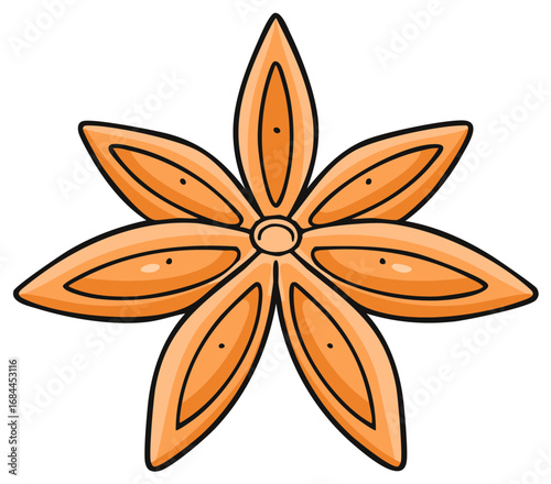 Cartoon Star Anise Pod Spice Illustration for Culinary and Aromatic Design Element