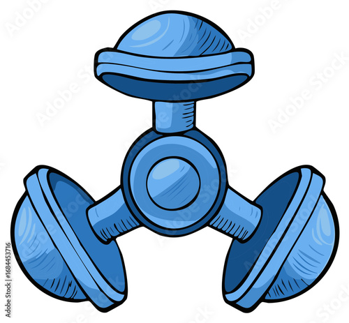 Stylized Blue Fidget Spinner Toy Illustration Fun Abstract Design