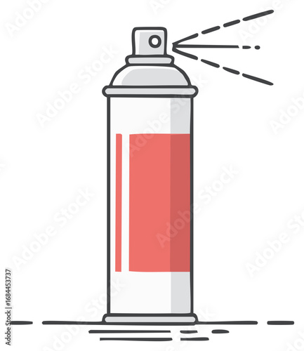 Spray paint can releasing liquid illustration, isolated on white background.