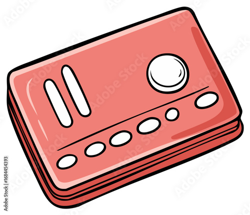 Red Retro Audio Cassette Tape Recorder Vector Illustration Design