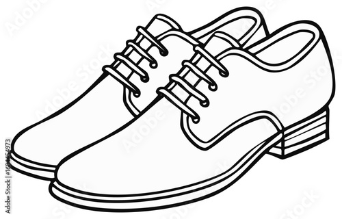 Simple Line Drawing of Classic Leather Dress Shoes with Laces