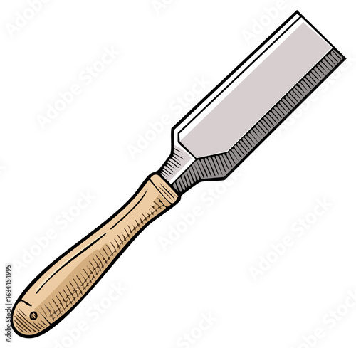 Wood Chisel Carpentry Tool with Wooden Handle for Carving or Cutting Material