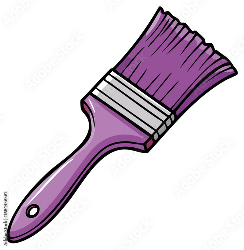 Illustration of a purple paintbrush with a white ferrule against a white background
