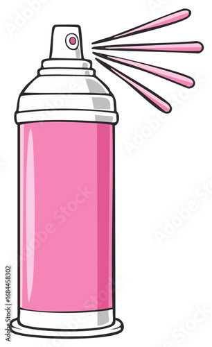 Cartoon Spray Can with Pink Paint Airbrushing Creates Vapor Spray Effect