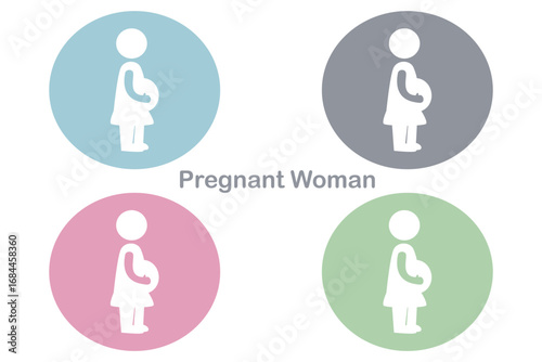 Colorful Circular Icons of Pregnant Women Silhouettes