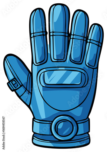 Single Blue Cartoon Space Glove for Intergalactic Safety and Protection on a Clean Background