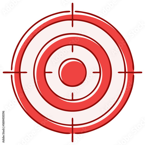 Hand drawn red target bullseye illustration with crosshairs for aiming and goals