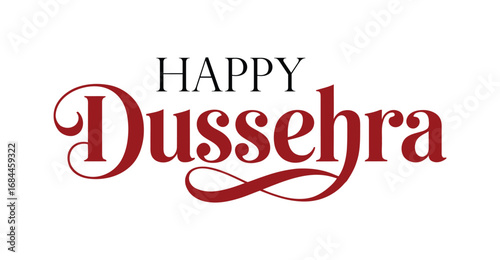 festive dussehra greeting with bold decorative typography in red and black celebrating hindu victory of good over evil
