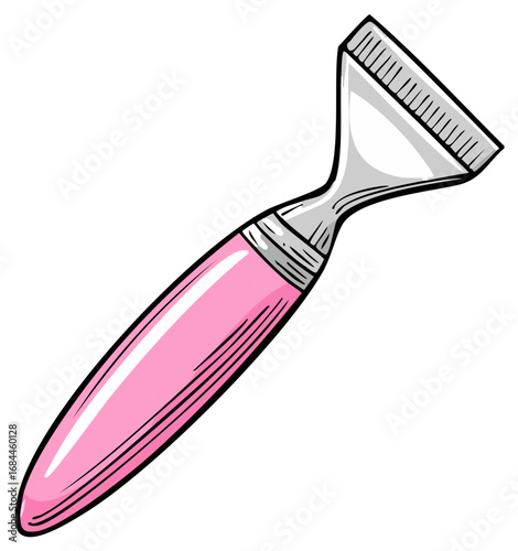 Pink and silver hand held beauty cosmetic tool illustration