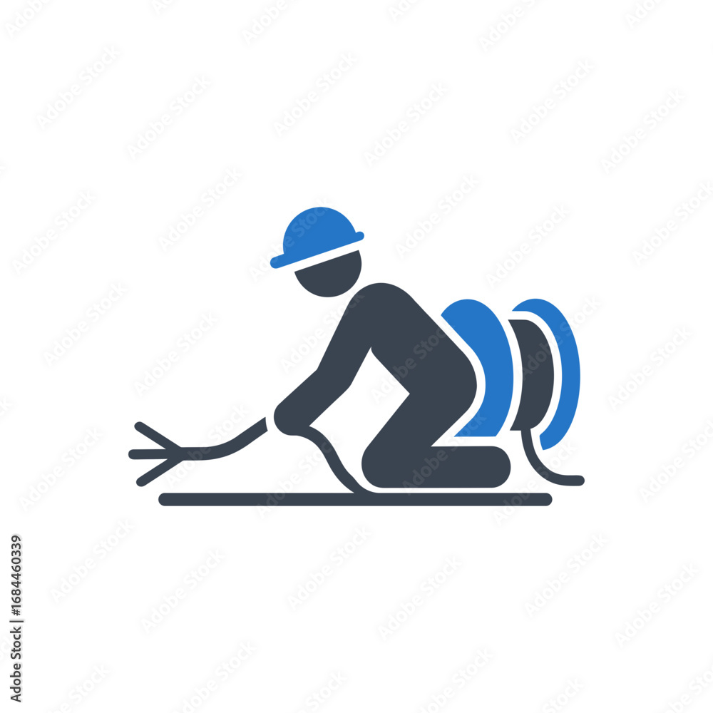 Fototapeta premium Man Unrolling Cable Icon