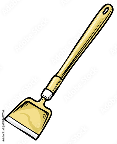 Metal Putty Knife Tool with Handle, Painting Accessory, Hand Drawn Vector Illustration