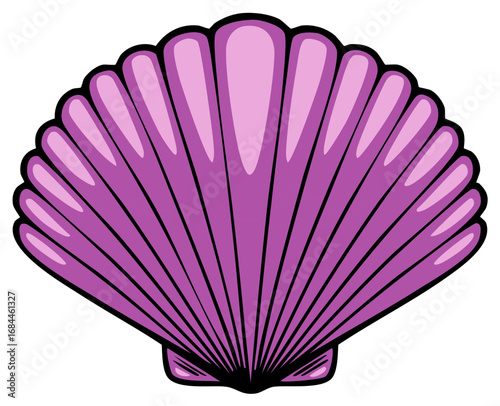 Elegant Purple Sea Shell Graphic Vector Illustration: Ocean Scallop Icon Design