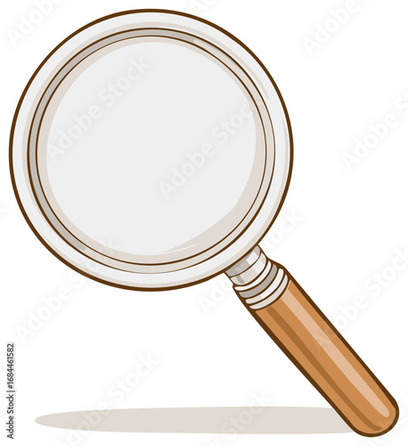 Magnifying glass illustration, discovery instrument with wooden handle
