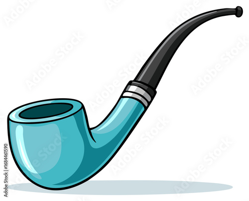 Classic Style Bright Blue Smoking Pipe Cartoon Illustration Graphic Element