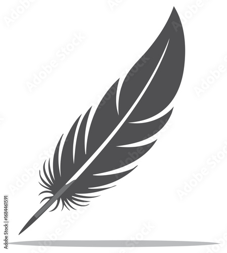 Graceful dark gray feather vector illustration perfect for elegant graphic design projects