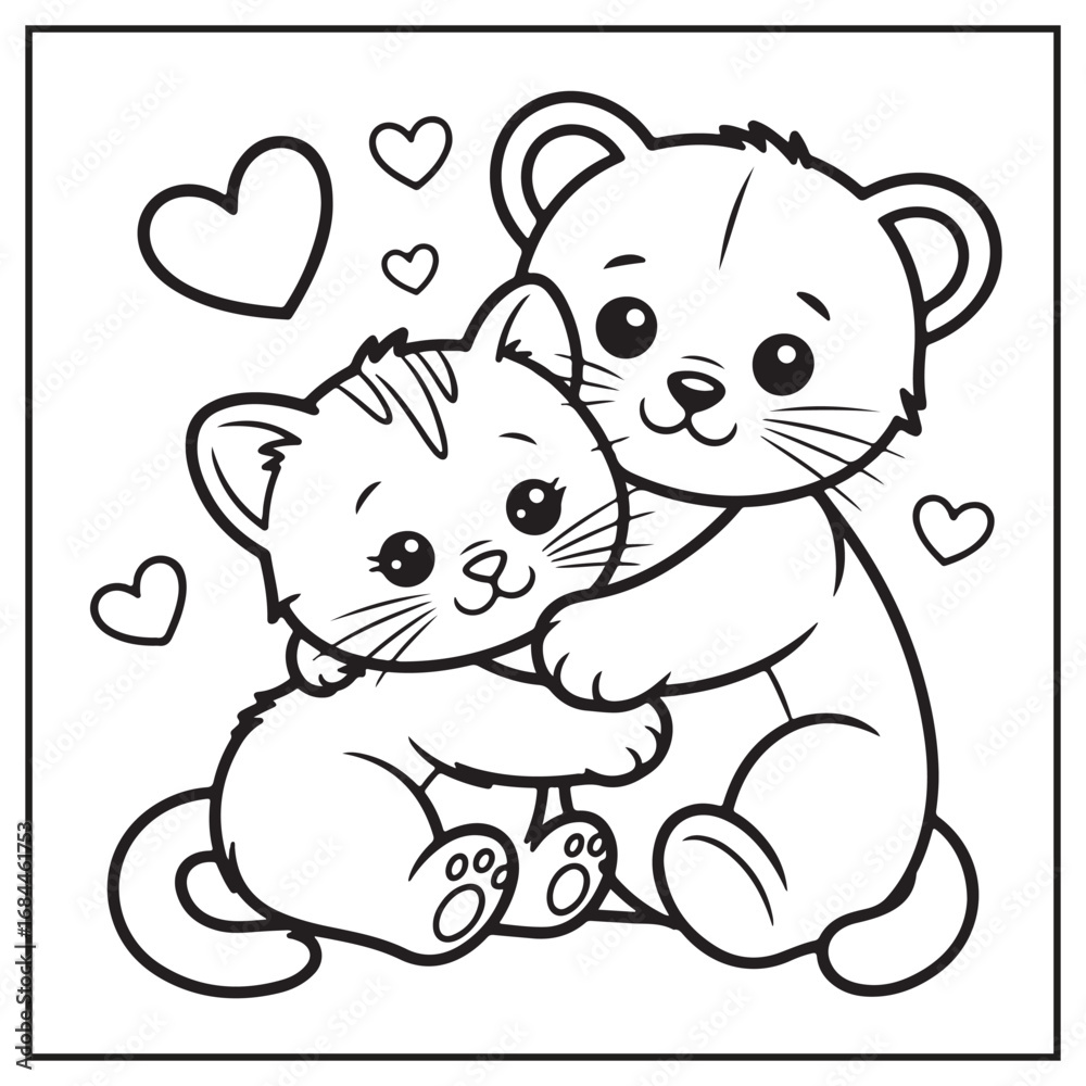 Naklejka premium Stress Relief Cat Coloring Pages