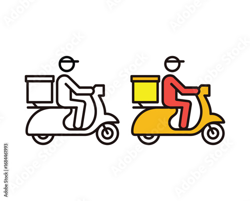 Delivery Scooter Icon Set Express Courier Service Symbol Fast Shipping Motorcycle Graphic Design Element Transportation Vehicle Outline Illustration
