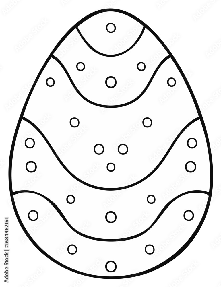 Obraz premium Outline Easter Egg with Wavy Lines and Circles for Decoration