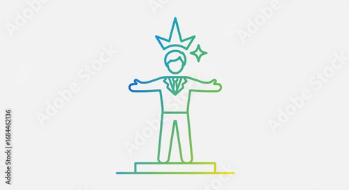 Man with crown leadership success concept business leader achievement and winning mindset illustration