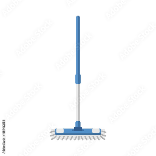 Simplified illustration of a blue and white mop for cleaning floors at home
