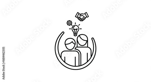 Teamwork collaboration partnership success business strategy innovation idea solution vector icon illustration 100