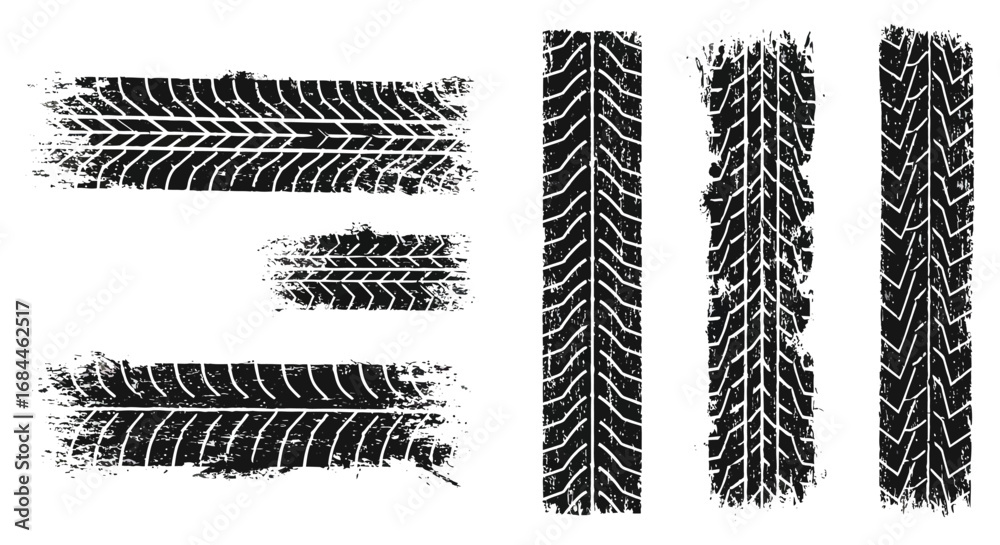 Fototapeta premium various tire tread patterns displayed in black and white
