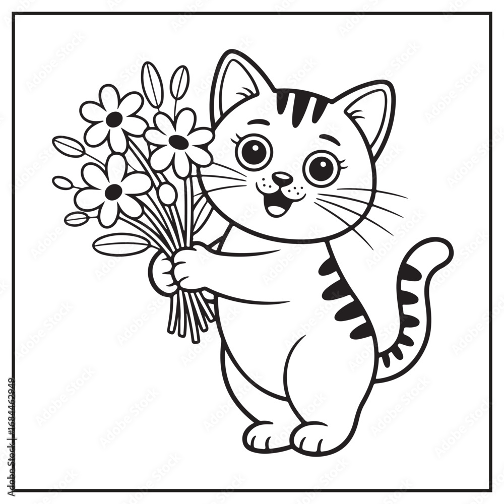 Obraz premium Stress Relief Cat Coloring Pages