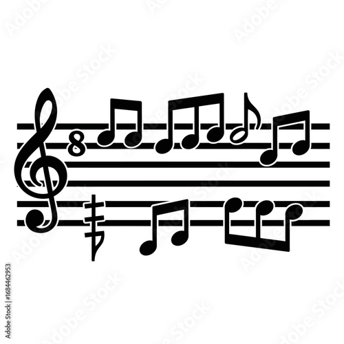Musical notation composition displaying rhythm and melody for artistic expression