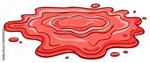 Illustration of a red blood splatter graphic design element isolated.