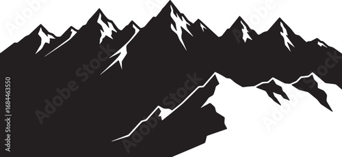 Black Silhouette Mountain Range Landscape
