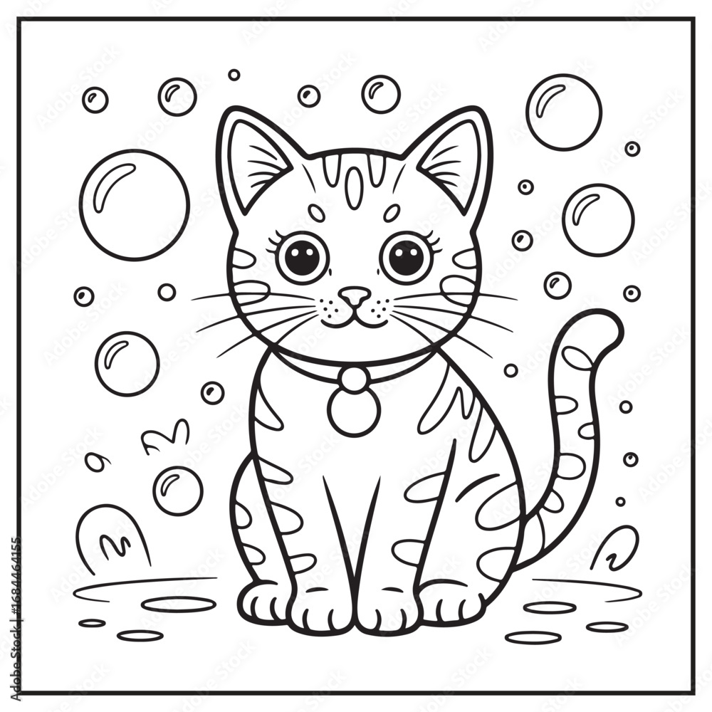 Fototapeta premium Stress Relief Cat Coloring Pages