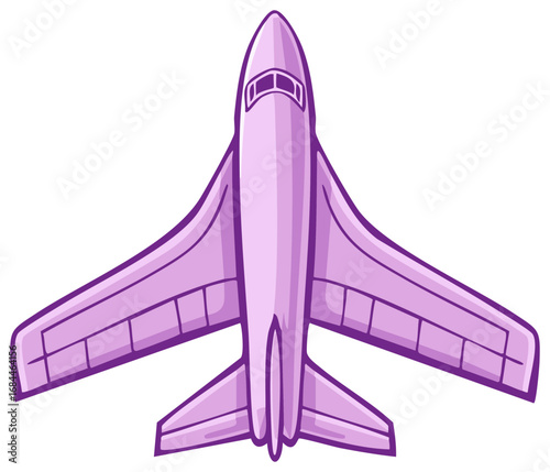 Lilac Airplane Illustration with Wings Viewed from Top Down Perspective for Children's Books and Travel Advertisements