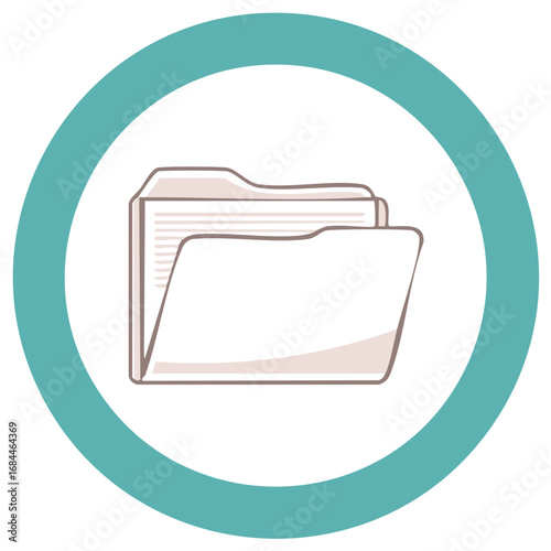 Digital file folder symbol for data document organization and information management