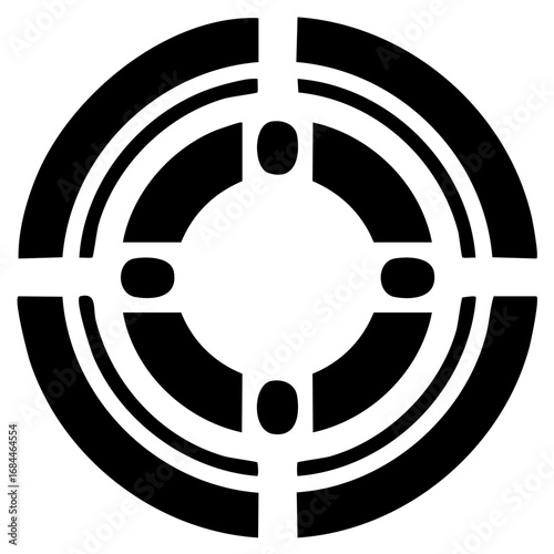 Abstract Circular Crosshair Target Symbol in Black and White