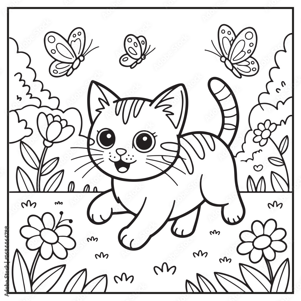 Obraz premium Stress Relief Cat Coloring Pages