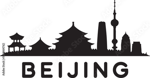 Beijing Skyline Silhouette