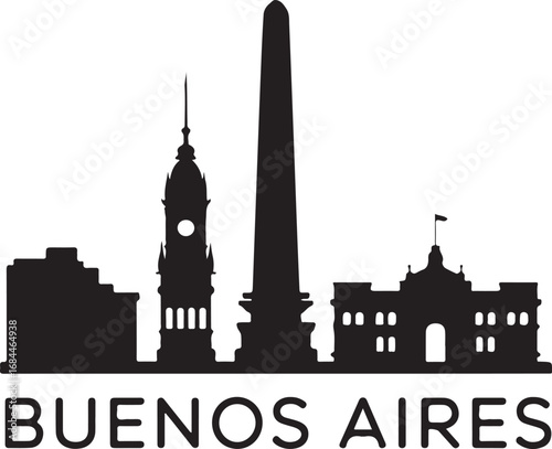 Buenos Aires City Skyline Silhouette