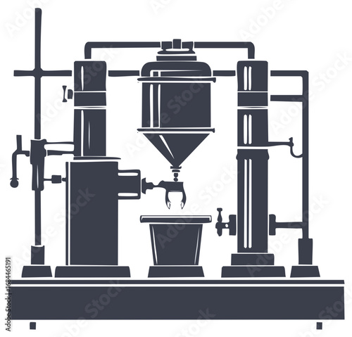 Complex industrial machine or scientific laboratory apparatus vector icon