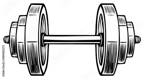 Monochrome Barbell Weightlifting Equipment Fitness Training and Exercise for Strength Building and Healthy Lifestyle