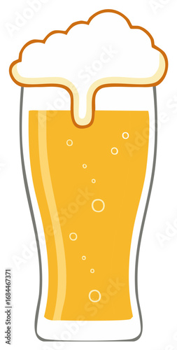 Refreshing Beer Glass with Frothy Head Bubbles Draft Beer Illustration Vector Image
