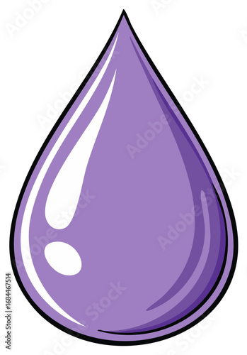 Vibrant purple water droplet illustration with glossy highlights, depicting liquid purity and freshness