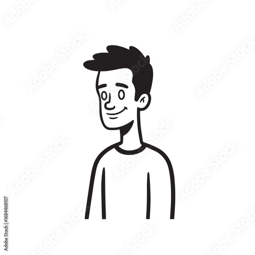 Handsome Man Black and White Illustration Vector Image Male Portrait Fashion Sketch Line Art Design