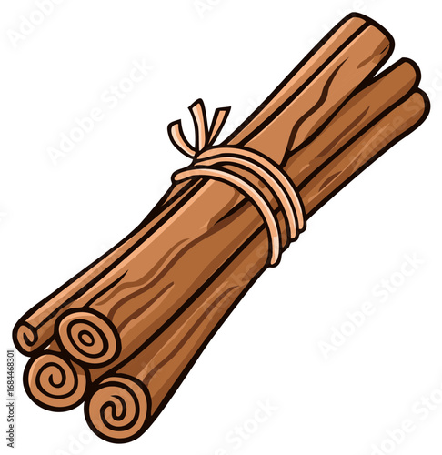 Cinnamon sticks bound together, cooking spices, aromatic condiment ingredient
