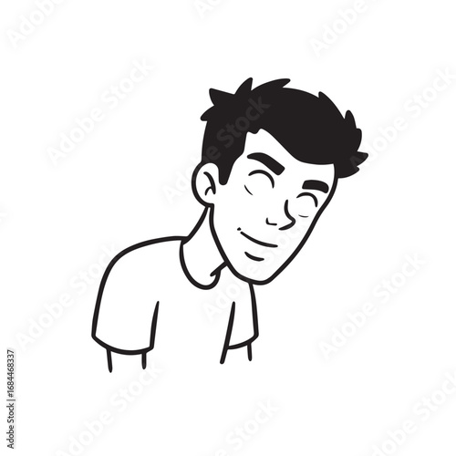 Handsome Man Black and White Illustration Vector Image Male Portrait Fashion Sketch Line Art Design