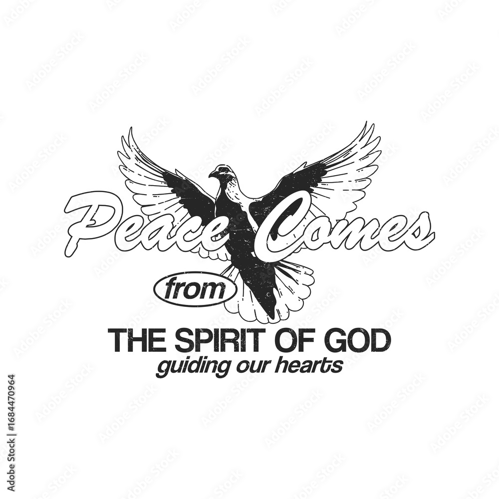 Obraz premium inspirational design with white dove illustration , symbolizing faith, love, and hope. Suitable for shirts, posters, and spiritual