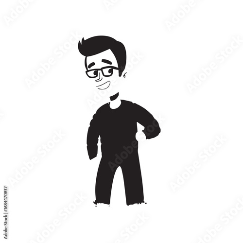 Handsome Man Black and White Illustration Vector Image Male Portrait Fashion Sketch Line Art Design