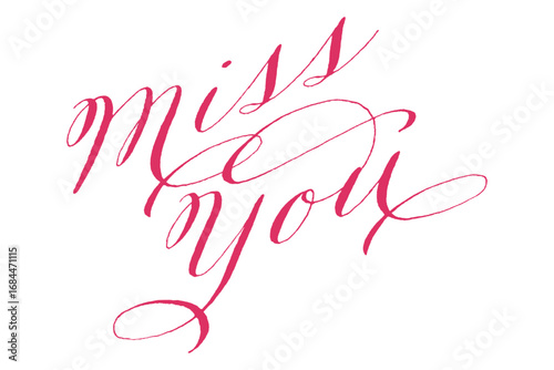 Miss You - 「Miss You」の文字の、筆記体で書いたおしゃれなロゴタイプ、カリグラフィー、タイポグラフィー
