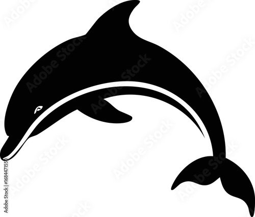 Dolphin Fish Animal Vector Logo in Black and White, Minimalist and Simple Design, Perfect for Wildlife Branding, Nature Illustration, and Unique Animal Identity
